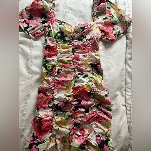 Zara floral print puff sleeve dress